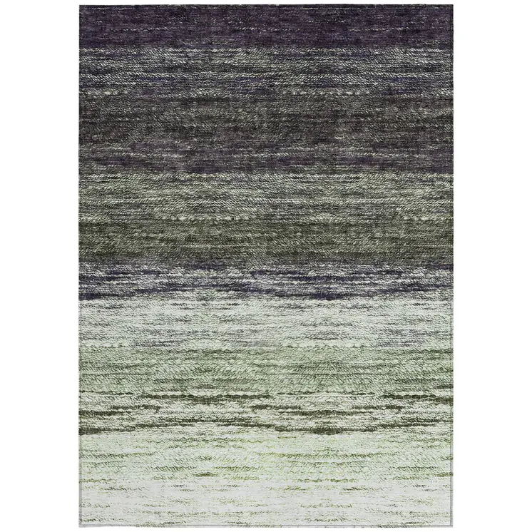 9' X 12' Green Ivory And Purple Ombre Washable Indoor Outdoor Area Rug