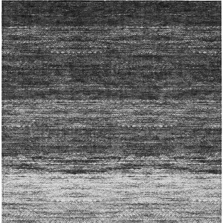 3' X 5' Gray Silver And Ivory Ombre Washable Indoor Outdoor Area Rug