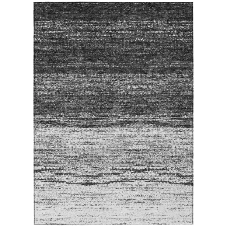 3' X 5' Gray Silver And Ivory Ombre Washable Indoor Outdoor Area Rug