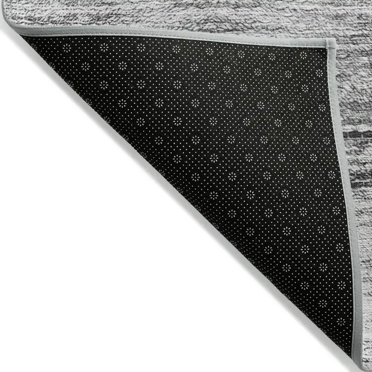 3' X 5' Gray Silver And Ivory Ombre Washable Indoor Outdoor Area Rug
