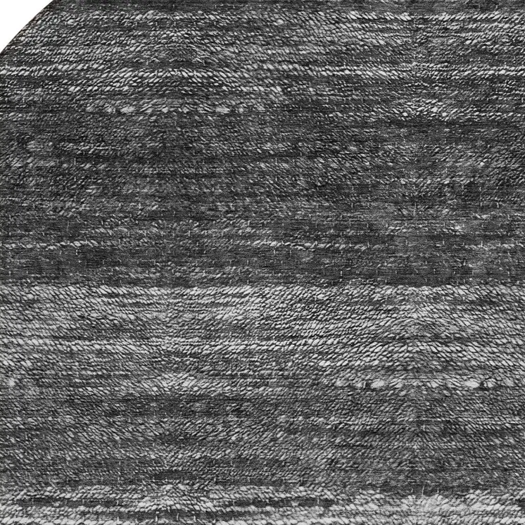 8' Gray Silver And Ivory Round Ombre Washable Indoor Outdoor Area Rug
