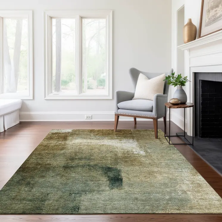 3' X 5' Brown Beige And Ivory Abstract Washable Indoor Outdoor Area Rug