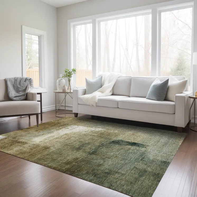 3' X 5' Brown Beige And Ivory Abstract Washable Indoor Outdoor Area Rug