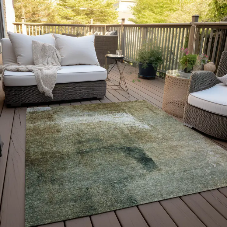 8' X 10' Brown Beige And Ivory Abstract Washable Indoor Outdoor Area Rug