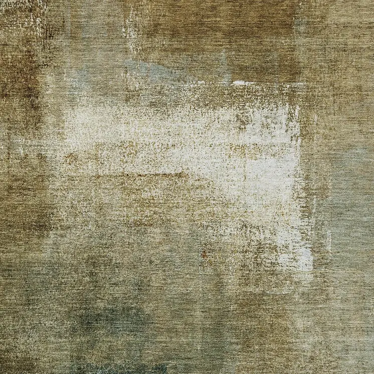 9' X 12' Brown Beige And Ivory Abstract Washable Indoor Outdoor Area Rug