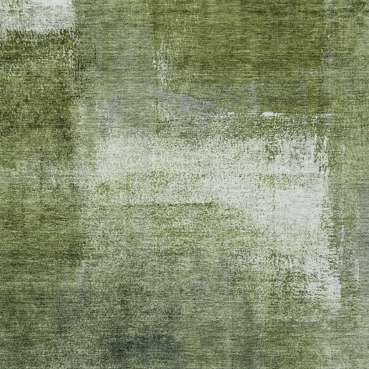 8' X 10' Artichoke Green And Sage Abstract Washable Indoor Outdoor Area Rug
