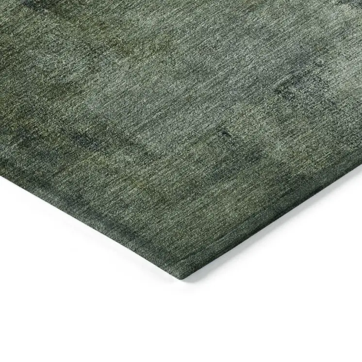 9' X 12' Artichoke Green And Sage Abstract Washable Indoor Outdoor Area Rug