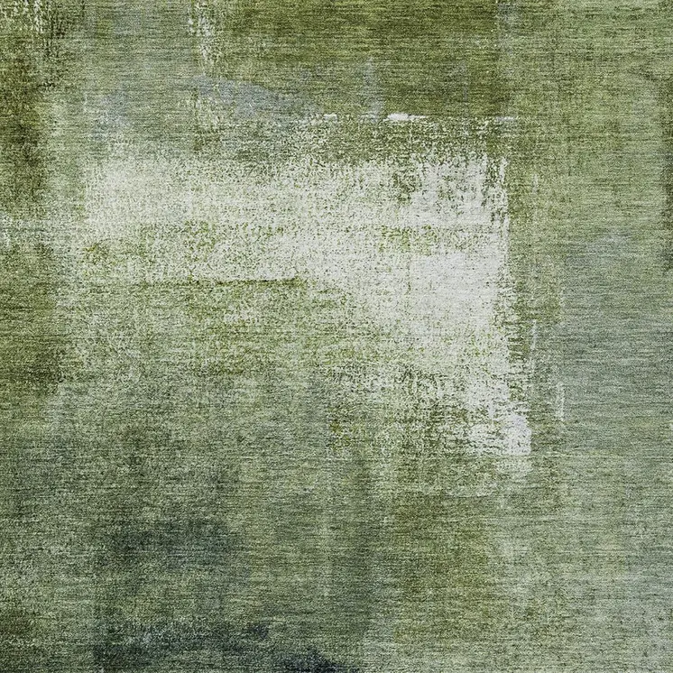 10' X 14' Artichoke Green And Sage Abstract Washable Indoor Outdoor Area Rug