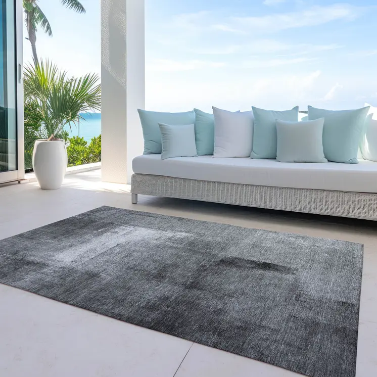 10' X 14' Gray Silver And Charcoal Abstract Washable Indoor Outdoor Area Rug