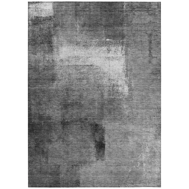 10' X 14' Gray Silver And Charcoal Abstract Washable Indoor Outdoor Area Rug