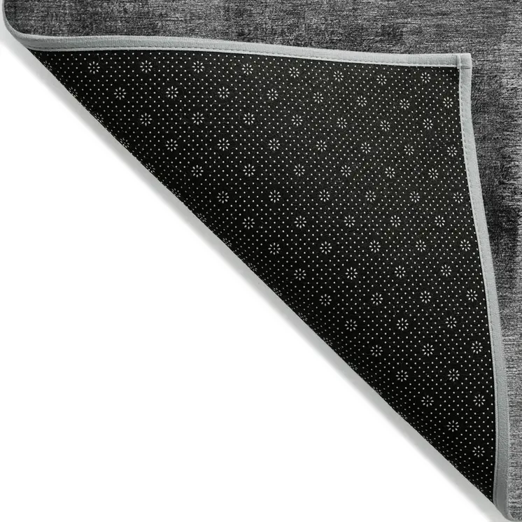 10' X 14' Gray Silver And Charcoal Abstract Washable Indoor Outdoor Area Rug