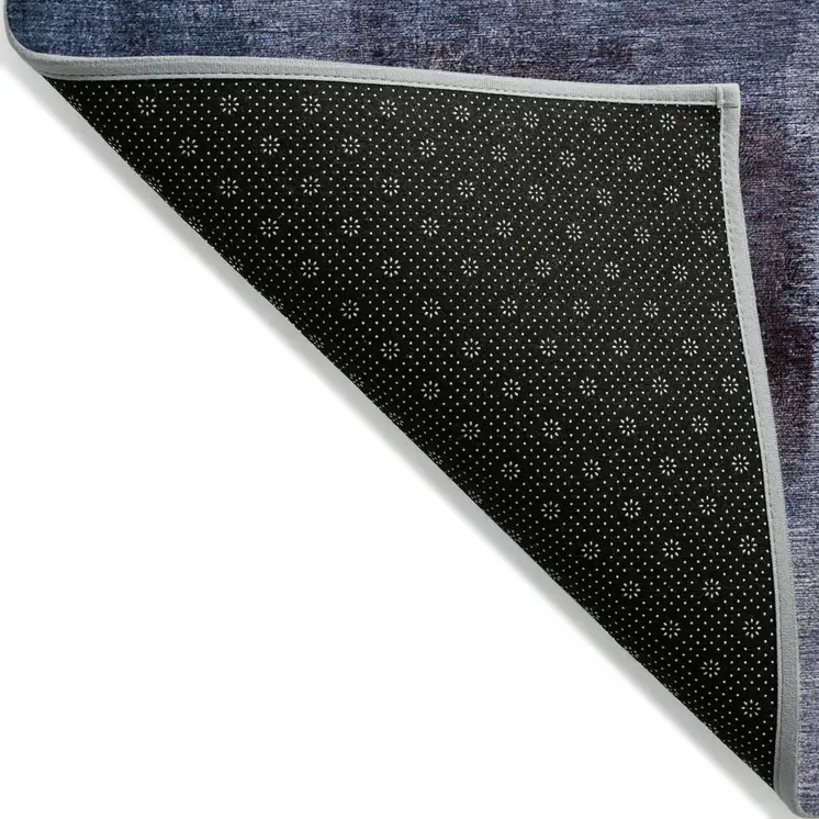5' X 8' Navy Blue And Sky Blue Abstract Washable Indoor Outdoor Area Rug