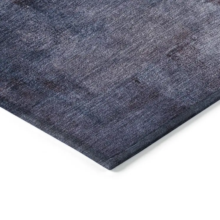 5' X 8' Navy Blue And Sky Blue Abstract Washable Indoor Outdoor Area Rug