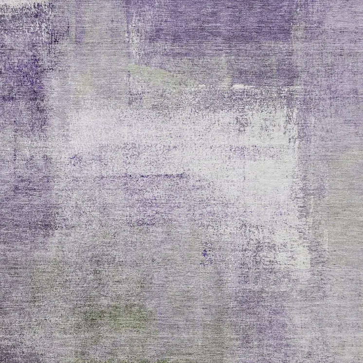 5' X 8' Purple Lavender And Green Abstract Washable Indoor Outdoor Area Rug