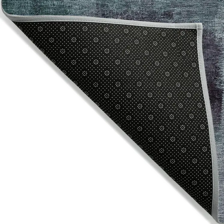 10' X 14' Teal Blue Aqua And Ivory Abstract Washable Indoor Outdoor Area Rug