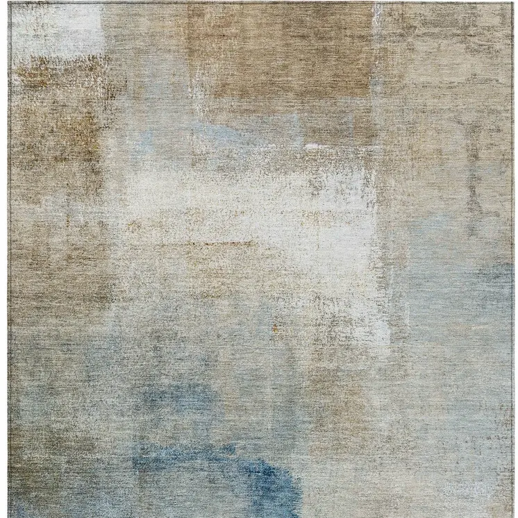 3' X 5' Taupe Beige And Ivory Abstract Washable Indoor Outdoor Area Rug