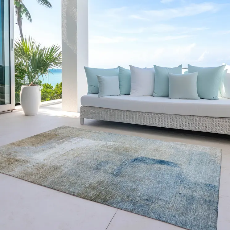 3' X 5' Taupe Beige And Ivory Abstract Washable Indoor Outdoor Area Rug