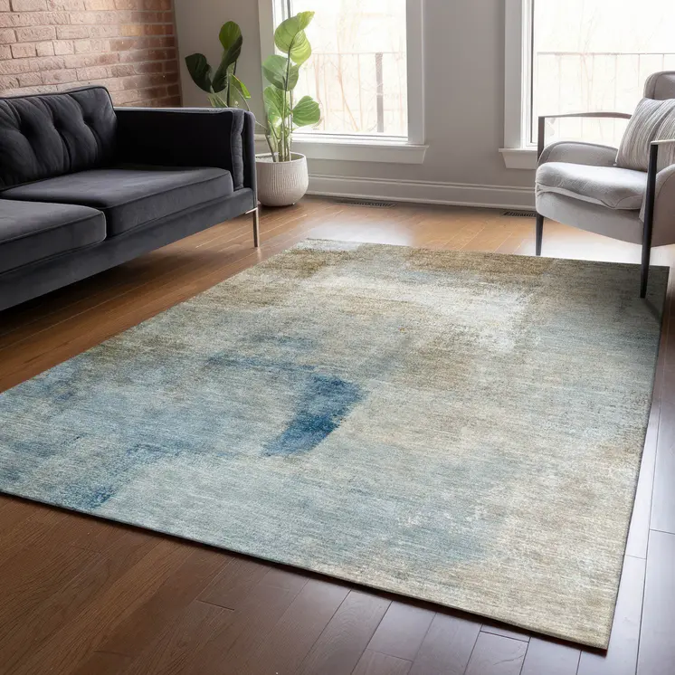 3' X 5' Taupe Beige And Ivory Abstract Washable Indoor Outdoor Area Rug