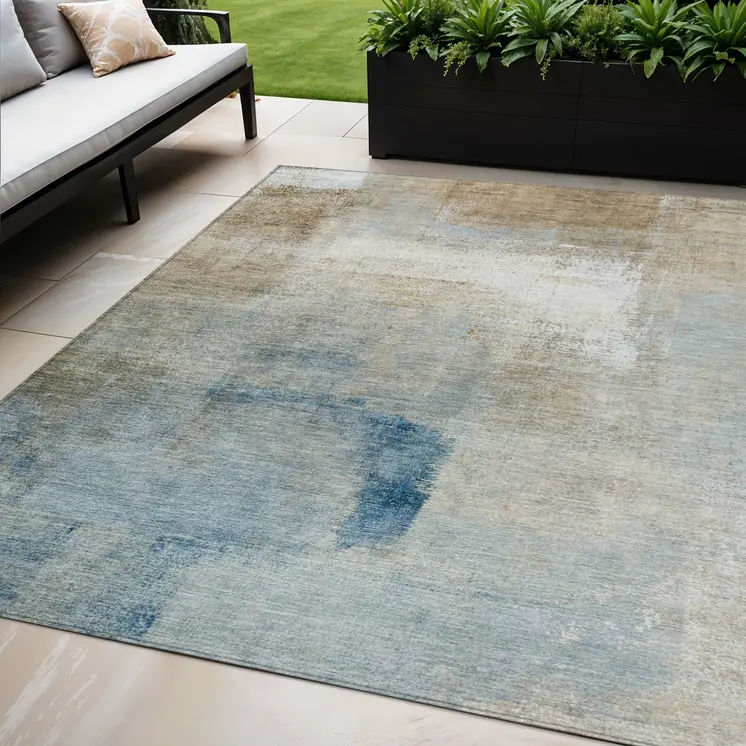 5' X 8' Taupe Beige And Ivory Abstract Washable Indoor Outdoor Area Rug