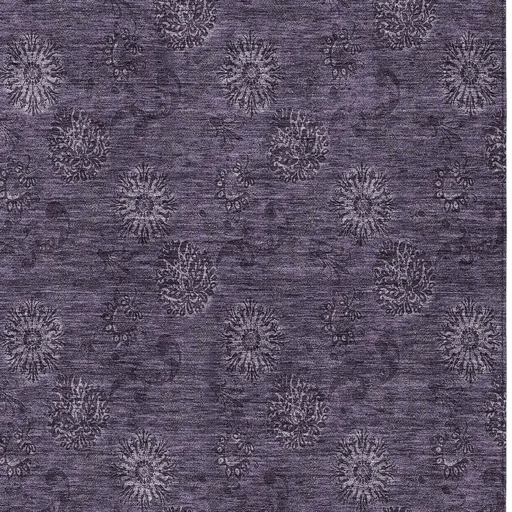 3' X 5' Eggplant And Purple Floral Washable Indoor Outdoor Area Rug