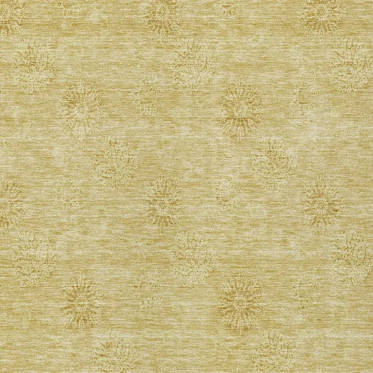 5' X 8' Gold And Ivory Floral Washable Indoor Outdoor Area Rug