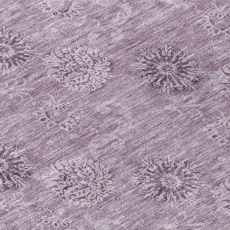 8' Plum And Purple Round Floral Washable Indoor Outdoor Area Rug