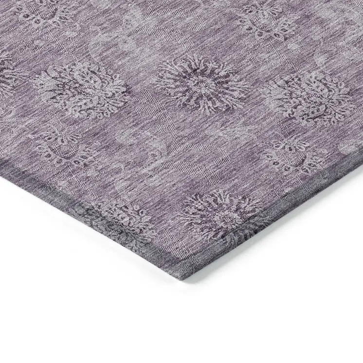8' X 10' Plum And Purple Floral Washable Indoor Outdoor Area Rug