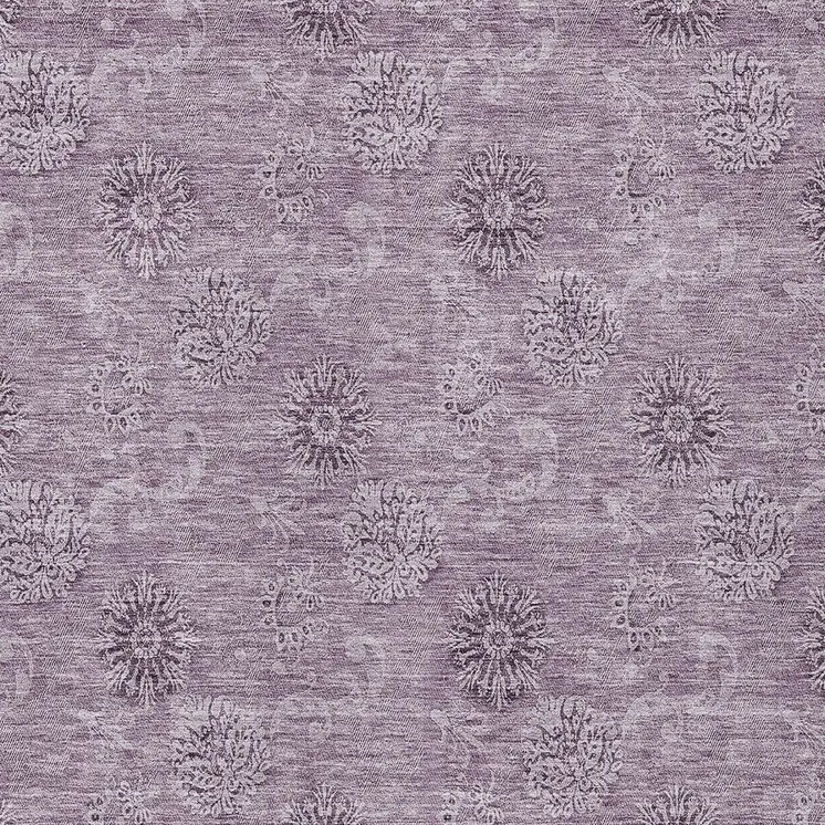 9' X 12' Plum And Purple Floral Washable Indoor Outdoor Area Rug