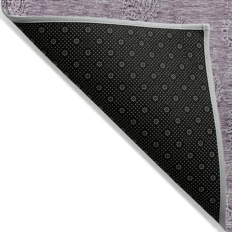 10' X 14' Plum And Purple Floral Washable Indoor Outdoor Area Rug