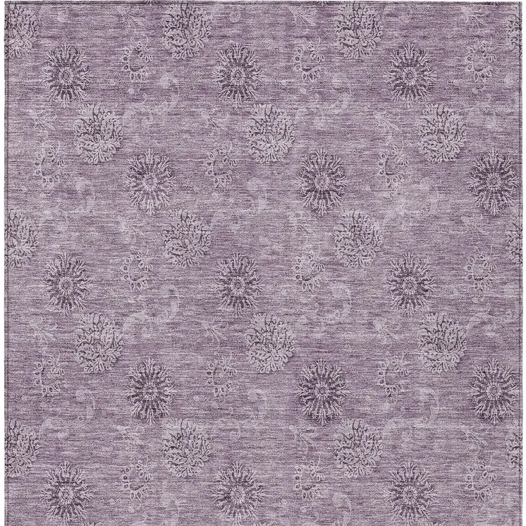 10' X 14' Plum And Purple Floral Washable Indoor Outdoor Area Rug