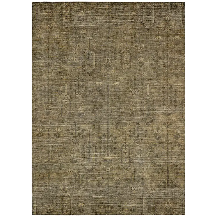 8' X 10' Brown And Beige Southwestern Washable Indoor Outdoor Area Rug