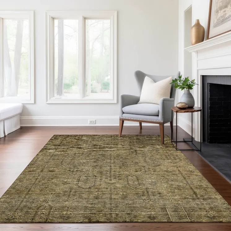8' X 10' Brown And Beige Southwestern Washable Indoor Outdoor Area Rug