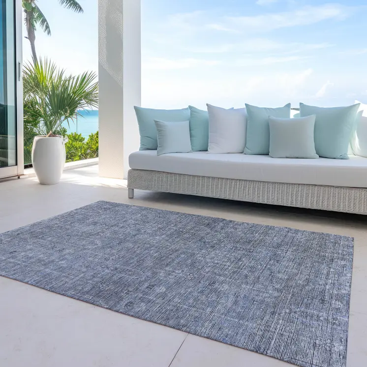10' X 14' Navy Blue And Gray Southwestern Washable Indoor Outdoor Area Rug