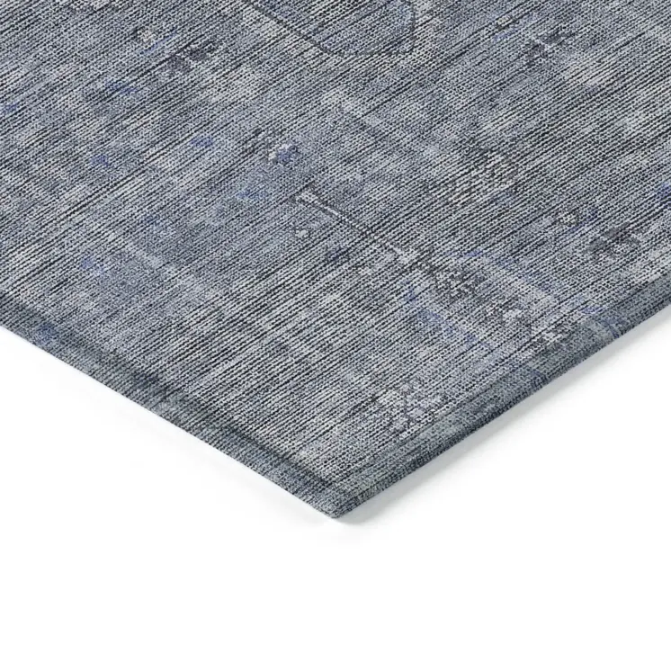 10' X 14' Navy Blue And Gray Southwestern Washable Indoor Outdoor Area Rug