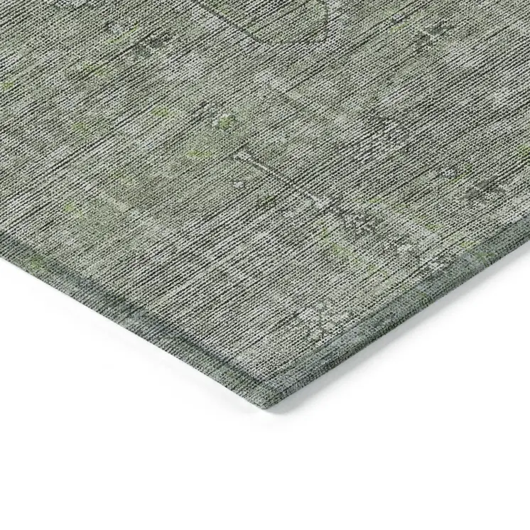 5' X 8' Fern Green And Gray Southwestern Washable Indoor Outdoor Area Rug