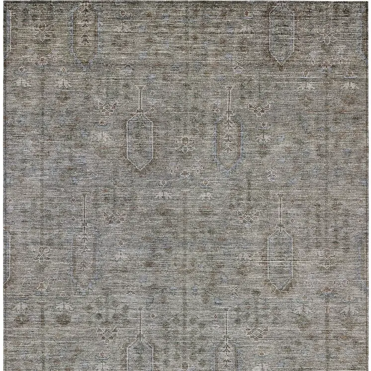8' X 10' Gray And Silver Southwestern Washable Indoor Outdoor Area Rug