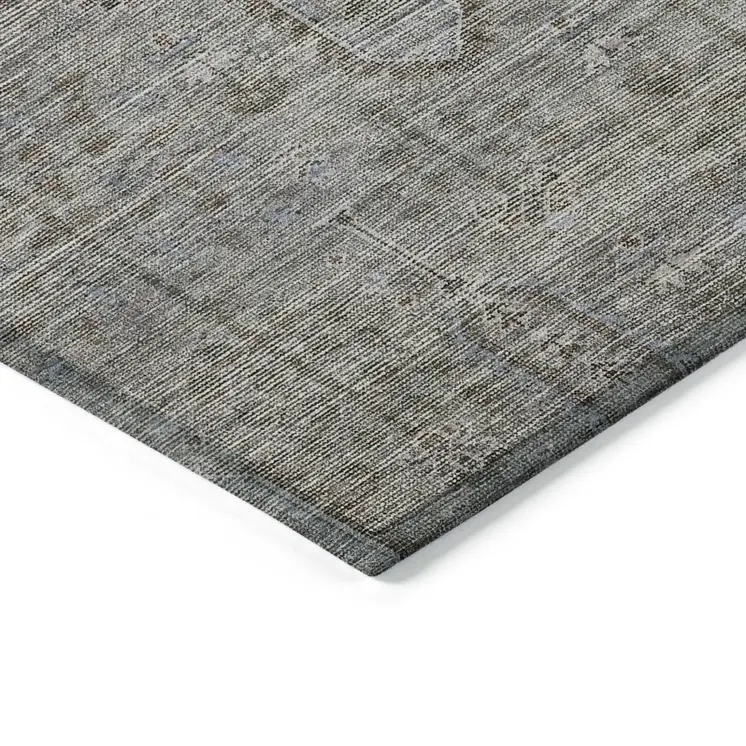 8' X 10' Gray And Silver Southwestern Washable Indoor Outdoor Area Rug