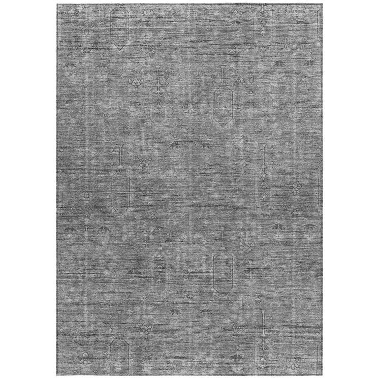 3' X 5' Gray And Charcoal Southwestern Washable Indoor Outdoor Area Rug