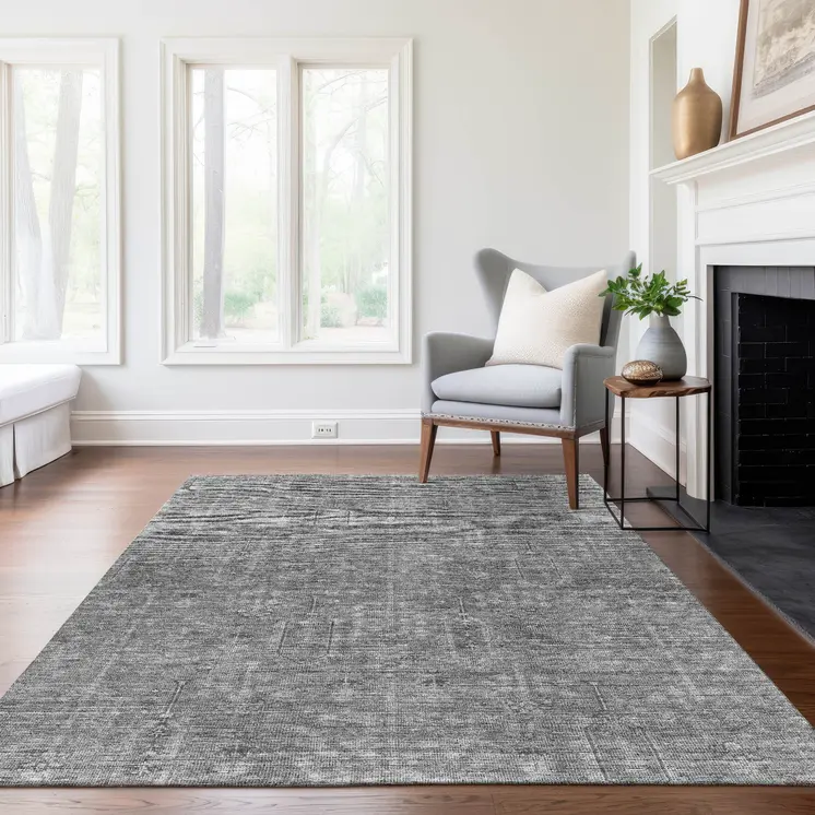 3' X 5' Gray And Charcoal Southwestern Washable Indoor Outdoor Area Rug