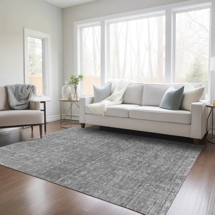 3' X 5' Gray And Charcoal Southwestern Washable Indoor Outdoor Area Rug