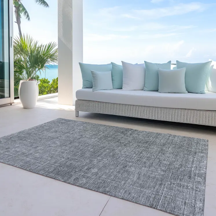 5' X 8' Gray And Charcoal Southwestern Washable Indoor Outdoor Area Rug