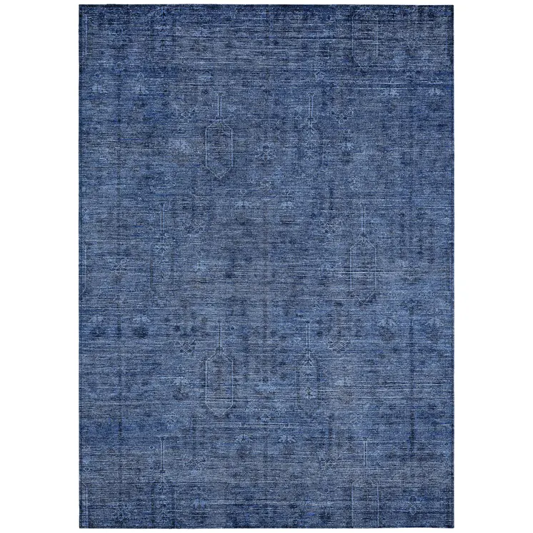 3' X 5' Navy Blue And Blue Southwestern Washable Indoor Outdoor Area Rug