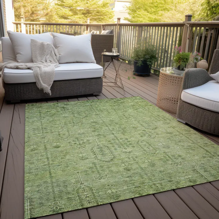 3' X 5' Sage And Artichoke Green Southwestern Washable Indoor Outdoor Area Rug