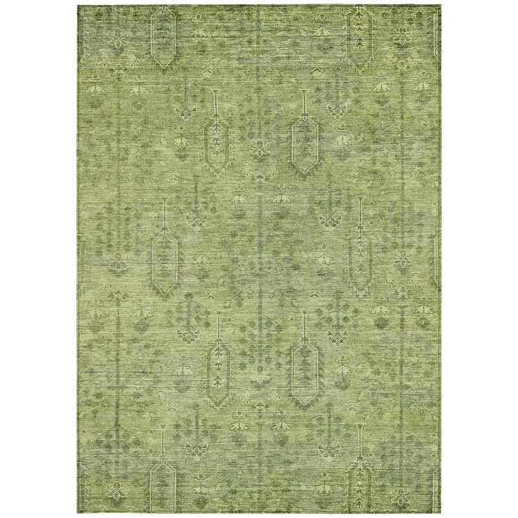 5' X 8' Sage And Artichoke Green Southwestern Washable Indoor Outdoor Area Rug