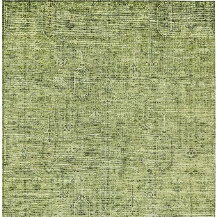 9' X 12' Sage And Artichoke Green Southwestern Washable Indoor Outdoor Area Rug