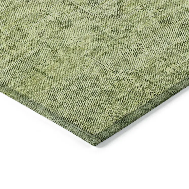 9' X 12' Sage And Artichoke Green Southwestern Washable Indoor Outdoor Area Rug