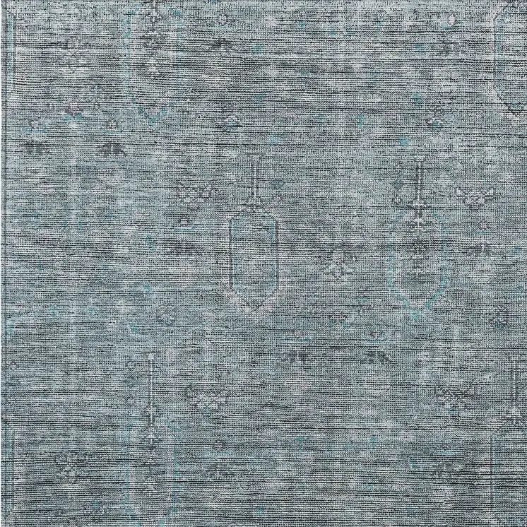 5' X 8' Teal Blue And Gray Southwestern Washable Indoor Outdoor Area Rug