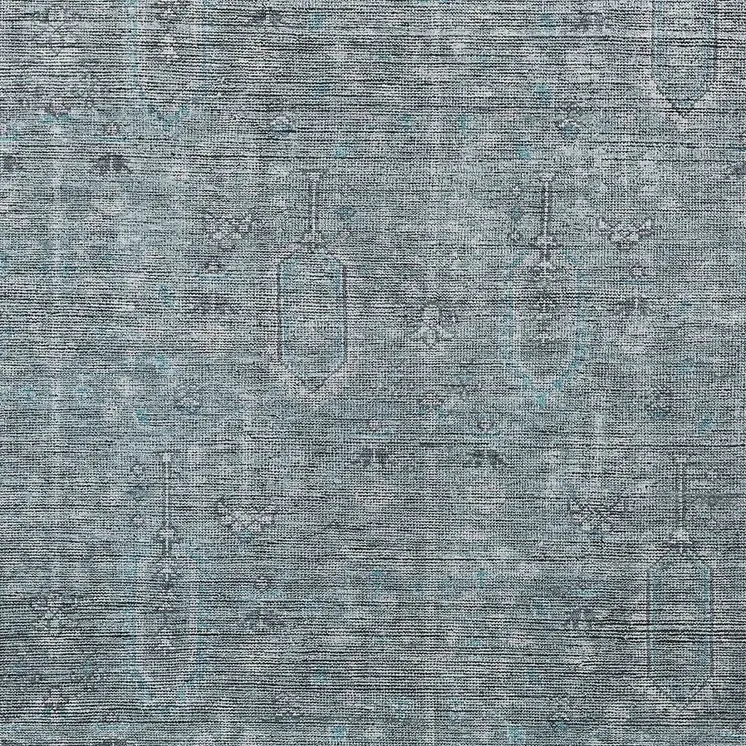 9' X 12' Teal Blue And Gray Southwestern Washable Indoor Outdoor Area Rug