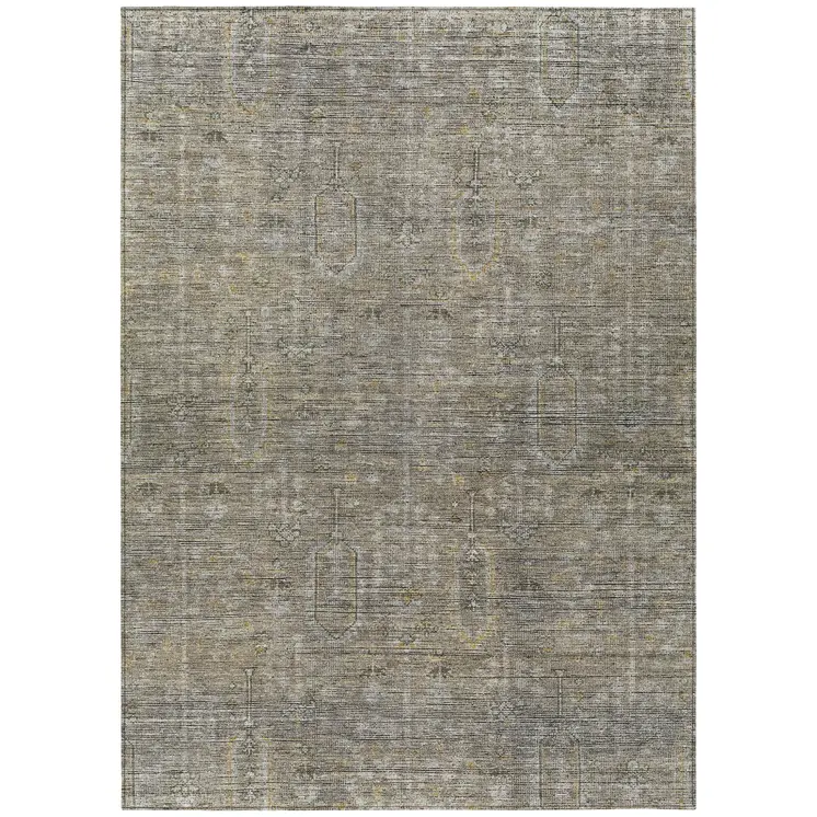 5' X 8' Taupe Gray And Beige Southwestern Washable Indoor Outdoor Area Rug
