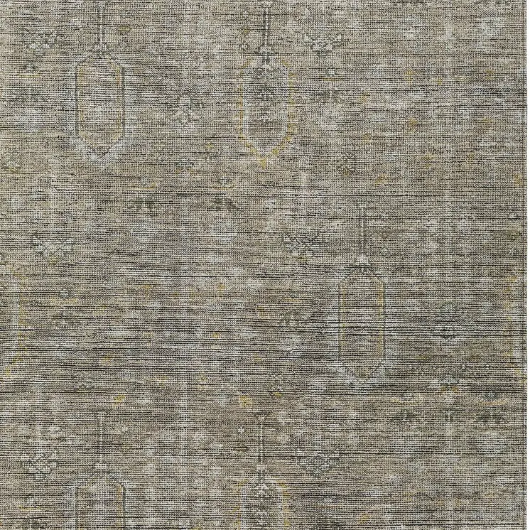 9' X 12' Taupe Gray And Beige Southwestern Washable Indoor Outdoor Area Rug